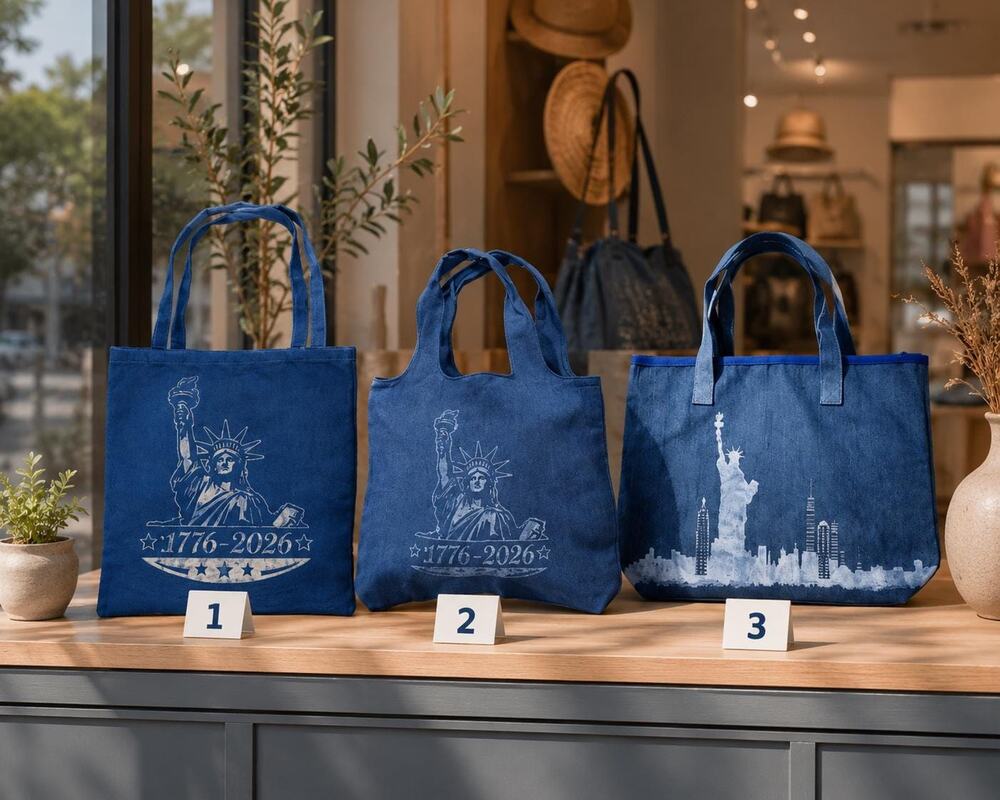 Statue of Liberty Canvas Tote Bag | America 250th | Handmade Indigo Batik Tote